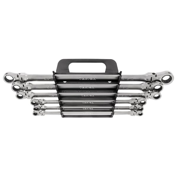 Long Flex Head 12-Point Ratcheting Box End Wrench Set with Holder, 6-Piece (1/4-13/16 in.)